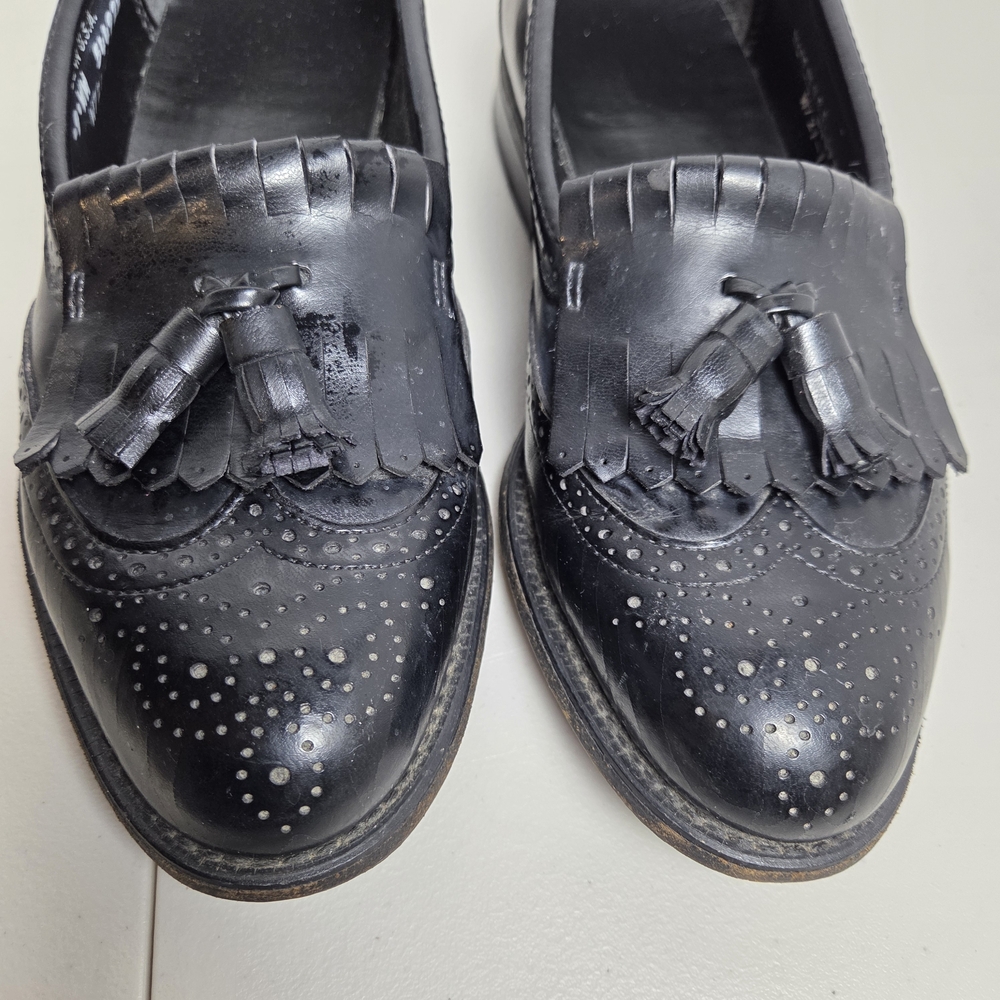 Dexter Black Leather Tassel Loafers Wingtip Brogue Dress Shoes Mens